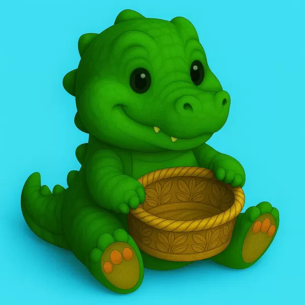 Crocodile Holding Gift Basket - Model preview 1