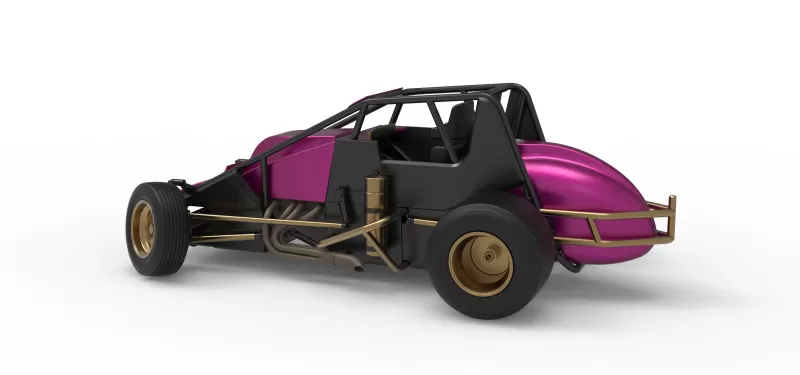 Dirt Silver Crown Car while turning Scale 1:25 - Model preview 12