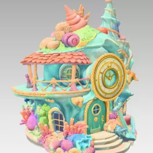 Seashell Fantasy House – Ocean Coral Cottage STL | 3D Printable - Model thumbnail 6