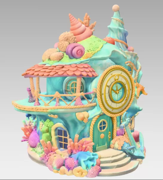 Seashell Fantasy House – Ocean Coral Cottage STL | 3D Printable - Model preview 6