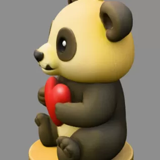 Panda with Heart — Cute Panda Figurine / Pendant / Keychain - Model thumbnail 3