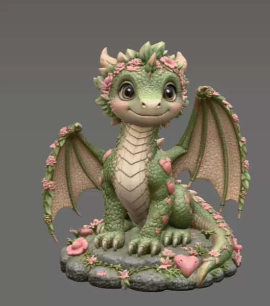 Blossom Heart Dragon STL File for 3D Print - Model preview 7