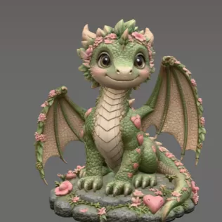 Blossom Heart Dragon STL File for 3D Print - Model thumbnail 7