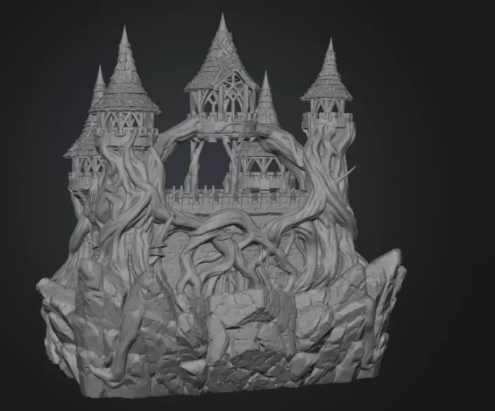 Enchanted Thornwood Fortress STL File for 3D Print - Model preview 9