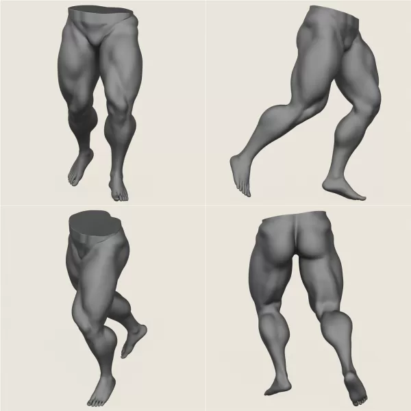 Muscular Man Leg Pose Collection - Model preview 3