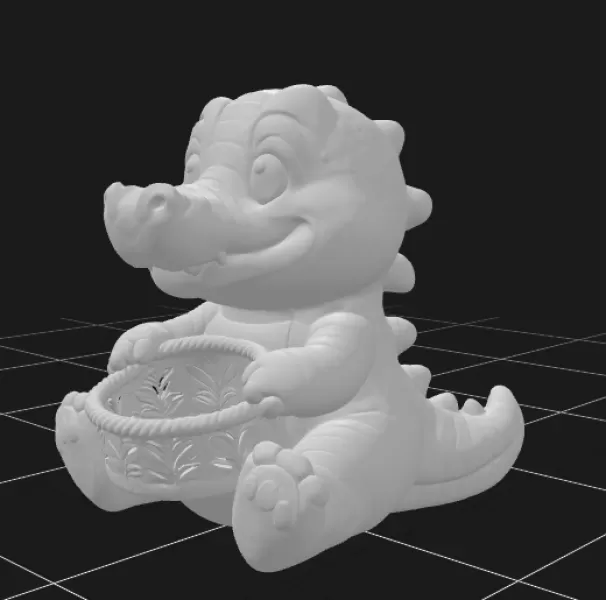 Crocodile Holding Gift Basket - Model preview 3