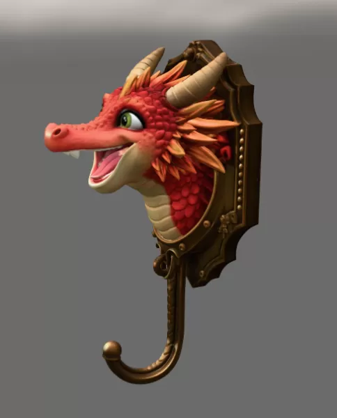 Dragon Wall Hook STL File for 3D Printing - Model preview 4