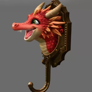 Dragon Wall Hook STL File for 3D Printing - Model thumbnail 4