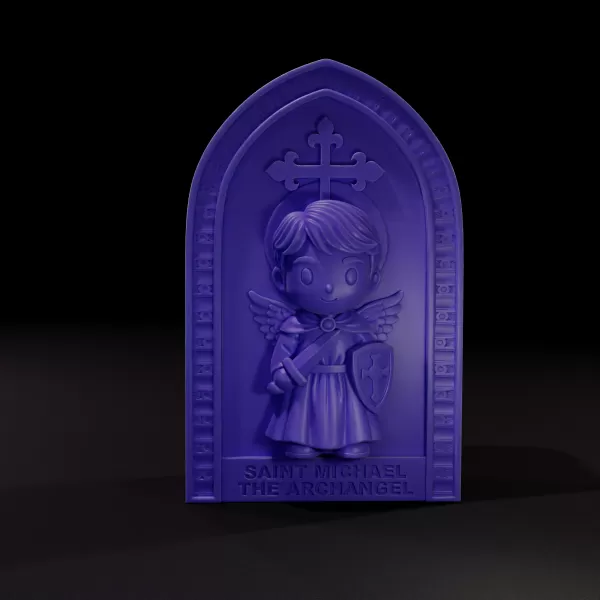 Chibi Saint Michael Archangel Bas-Relief - 3D Printing & Mold De - Model preview 2