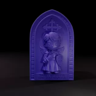 Chibi Saint Michael Archangel Bas-Relief - 3D Printing & Mold De - Model thumbnail 2