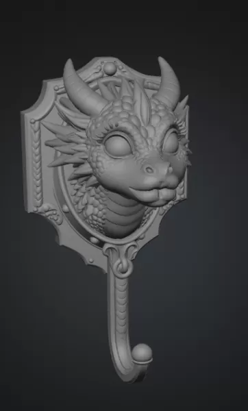 Funny Kiss Dragon Wall Hook STL File for 3D Print - Model preview 12