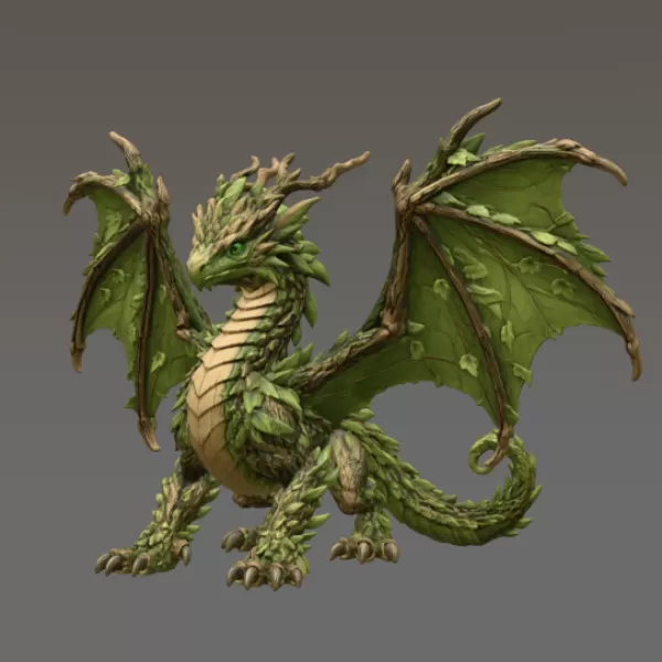 Woodland Guardian Dragon STL File for 3D Print - Model preview 4