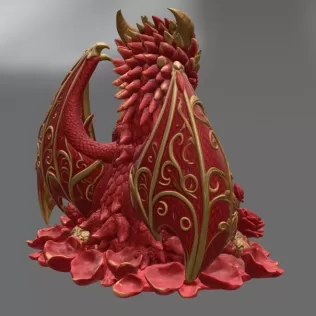 Rose Dragon Mother and Baby STL File for 3D Print - Model thumbnail 11