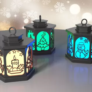 3D Christmas Lamp, Christmas Lantern, Night Light, Candle Holder