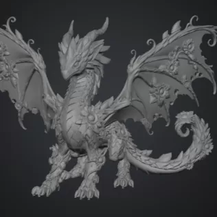 Sunflower Meadow Dragon STL File for 3D Print - Model thumbnail 11