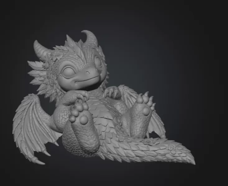 Bluebell Baby Dragon STL File for 3D Print - Model preview 9