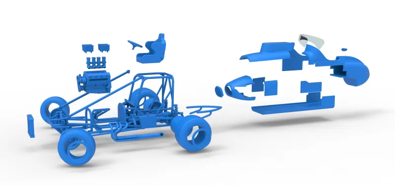 Dirt Silver Crown Champ car while turning Scale 1:25 - Model preview 28