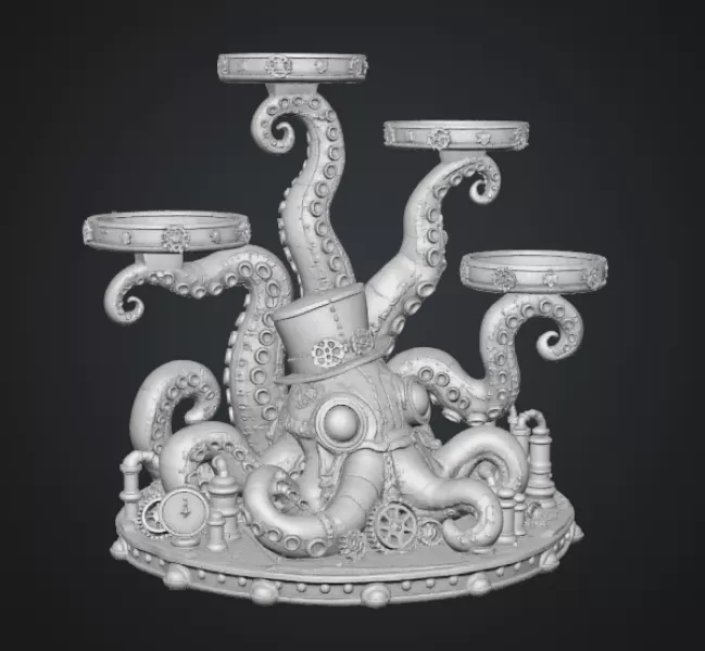 Steampunk Octopus Tray Organizer STL File for 3D Print - Model preview 15