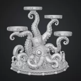 Steampunk Octopus Tray Organizer STL File for 3D Print