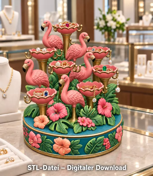 Flamingo Jewelry Organizer STL File for 3D Print - Model preview 5