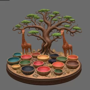 African Savanna Giraffe Bowl Organizer STL File for 3D Print - Model thumbnail 9