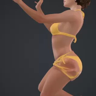 Frau am Strand mit ball springend - Model thumbnail 2