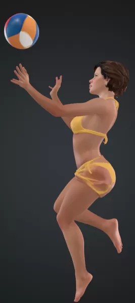 Frau am Strand mit ball springend - Model preview 2