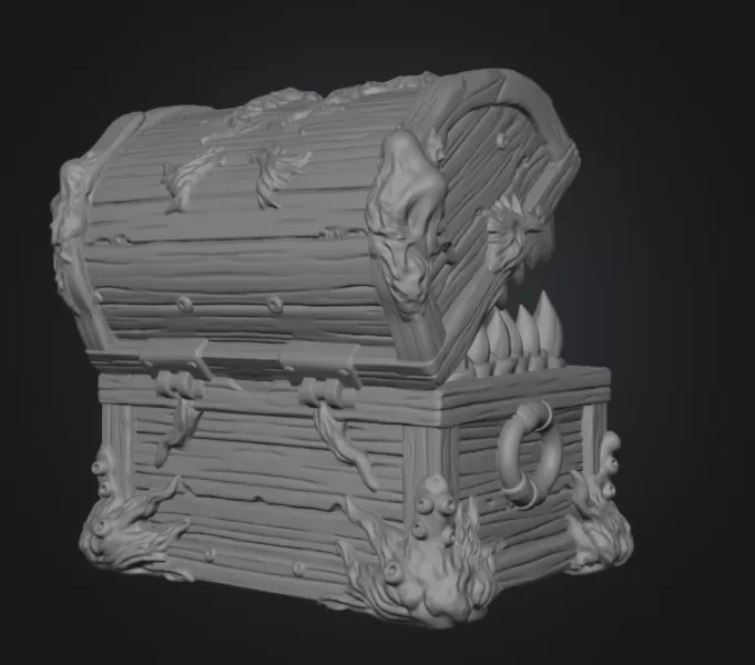 Mimic Treasure Chest Monster STL File for 3D Print - Model preview 14