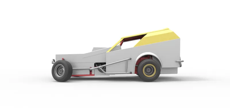 Vintage Dirt Modified stock car V7 while turning Scale 1:25 - Model preview 9