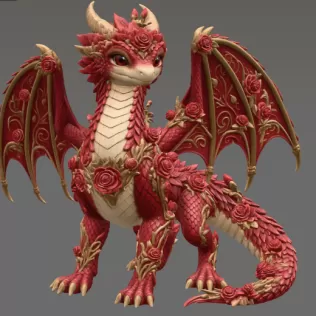 Crimson Rose Dragon STL File for 3D Print - Model thumbnail 7