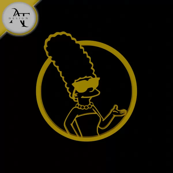 Marge Simpson - Simpsons - Silhouette - 2D Wall Art Decor - Model preview 1
