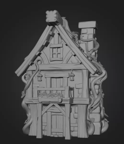Enchanted Forest Cottage STL File 3D Printable Fantasy House - Model preview 8