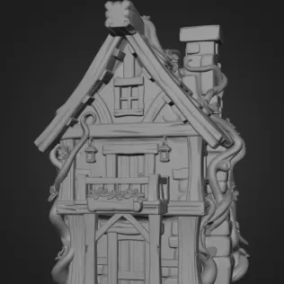 Enchanted Forest Cottage STL File 3D Printable Fantasy House - Model thumbnail 8