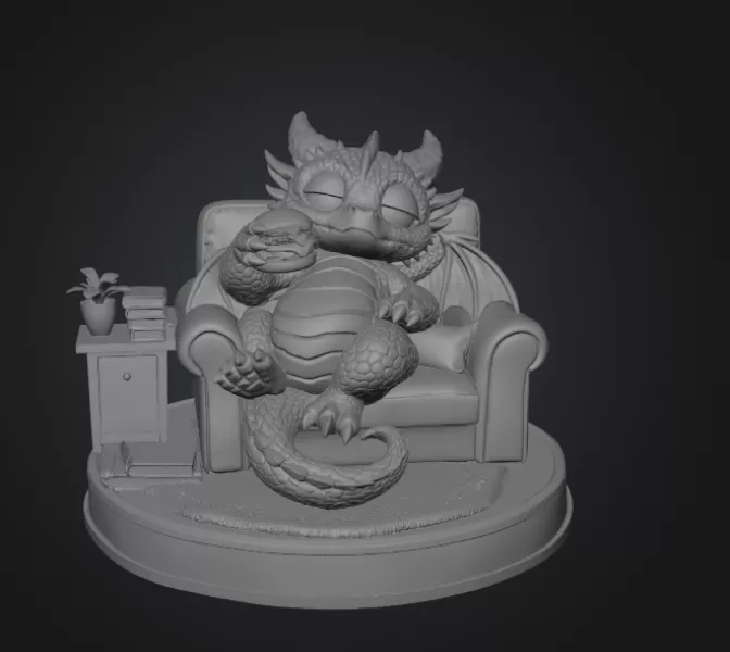 Lazy Dragon STL File for 3D Printing - Model preview 8
