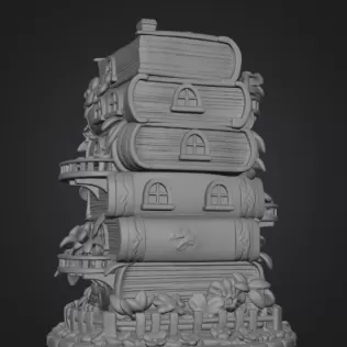 Enchanted Book Tower House STL File 3D Printable - Model thumbnail 9