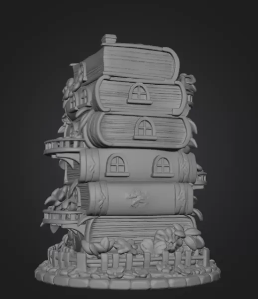 Enchanted Book Tower House STL File 3D Printable - Model preview 9