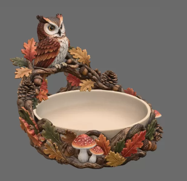 Autumn Owl Bowl Organizer STL File for 3D Print - Model preview 12