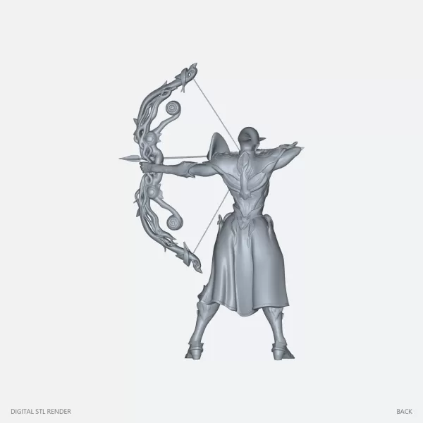 Armored Fantasy Archer Statue - STL - Model preview 4