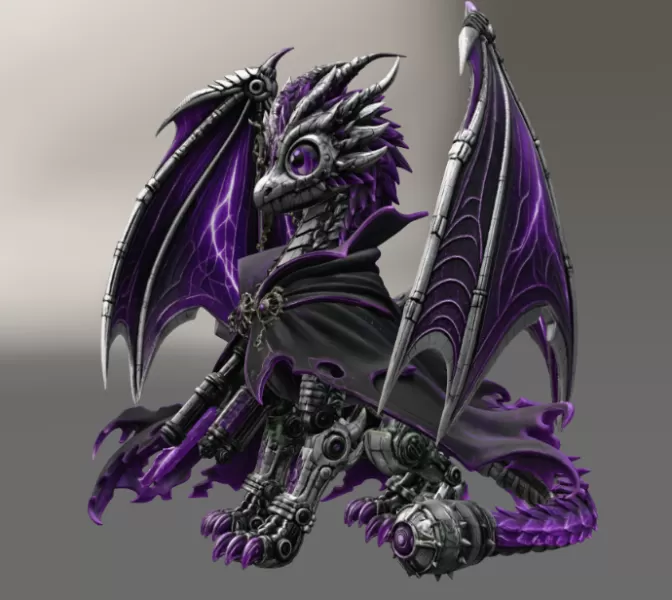 Shadow Mecha Dragon STL File for 3D Print - Model preview 7