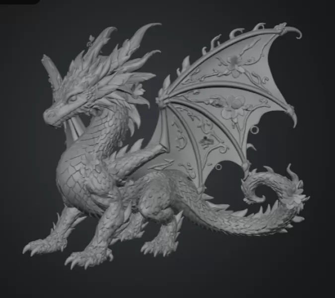 Spring Blossom Dragon STL File for 3D Print - Model preview 10
