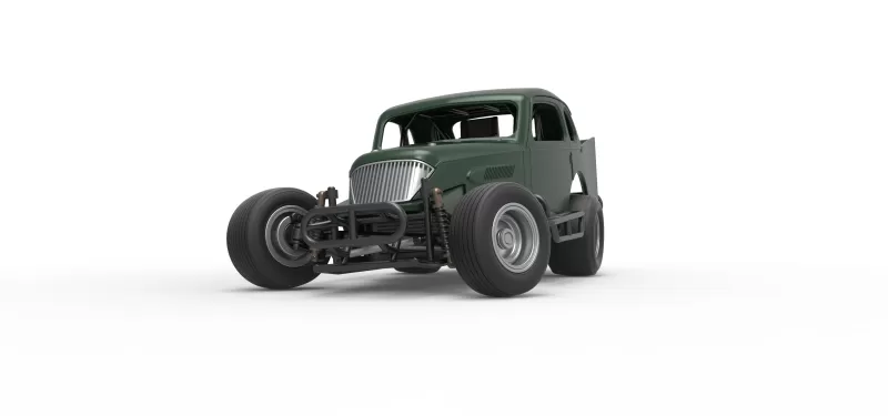 Vintage Dirt Modified stock car while turning Scale 1:25 - Model preview 6