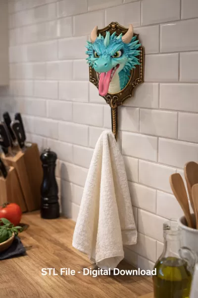Dragon Wall Hook – STL File for 3D Printing - Model preview 1