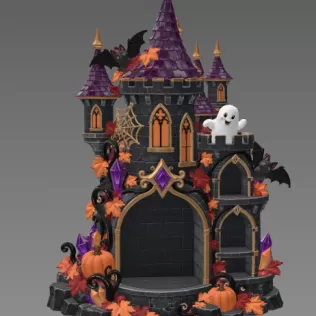 Haunted Halloween Castle LED Candle Holder STL File for 3D Print - Model thumbnail 7