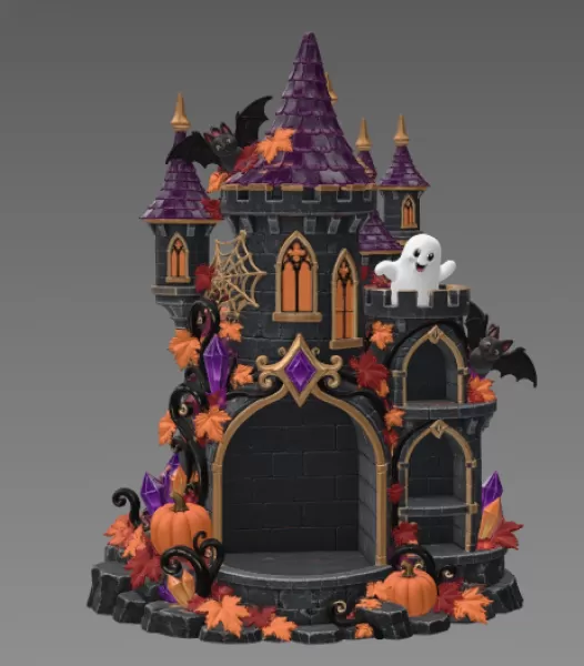 Haunted Halloween Castle LED Candle Holder STL File for 3D Print - Model preview 7