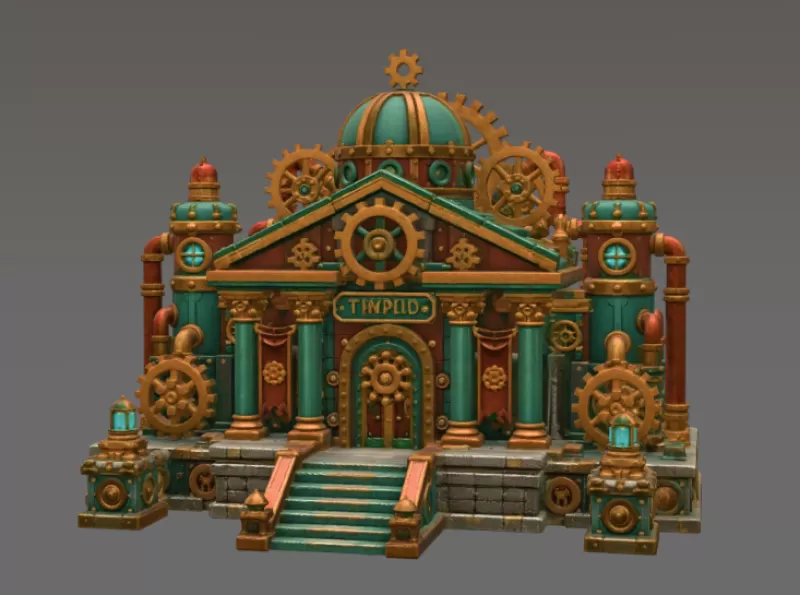Grand Steampunk Gearworks Castle STL File for 3D Print - Model preview 6