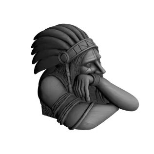 Worried Native Man Character Decorative Figurine 3D Print Model - Model thumbnail 4