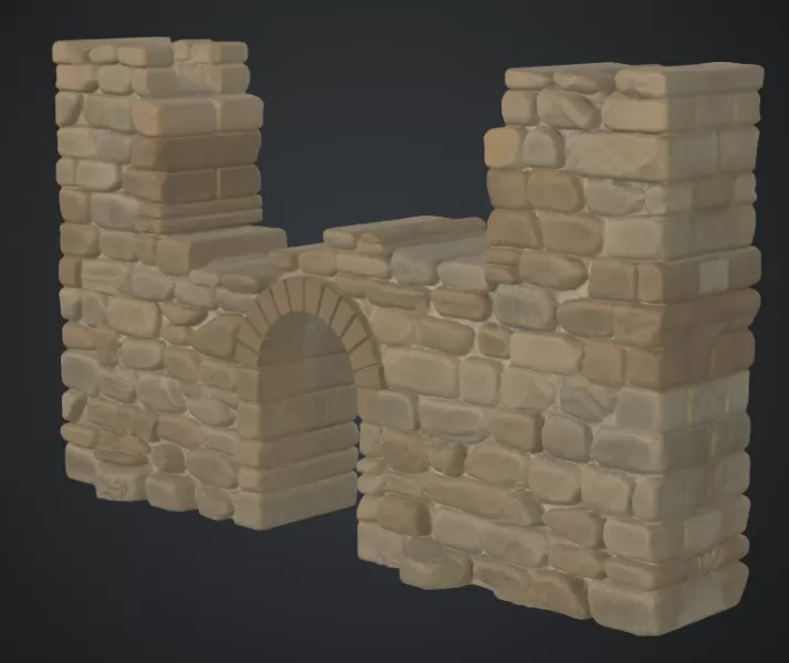 Stadtorruine mit tor ,teilweise zerfallen - Model preview 3