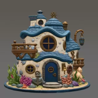 Seaside Fantasy Cottage STL File for 3D Print - Model thumbnail 7