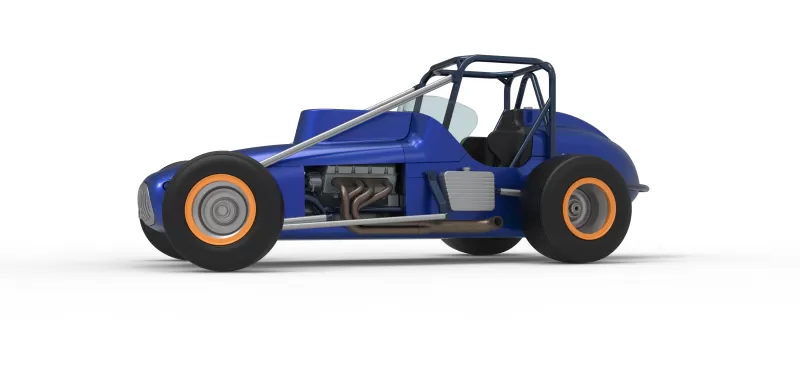 Dirt Silver Crown Champ car while turning Scale 1:25 - Model preview 2