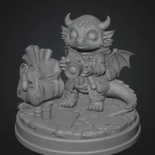 Cute Camera Baby Dragon STL File for 3D Print - Model thumbnail 8